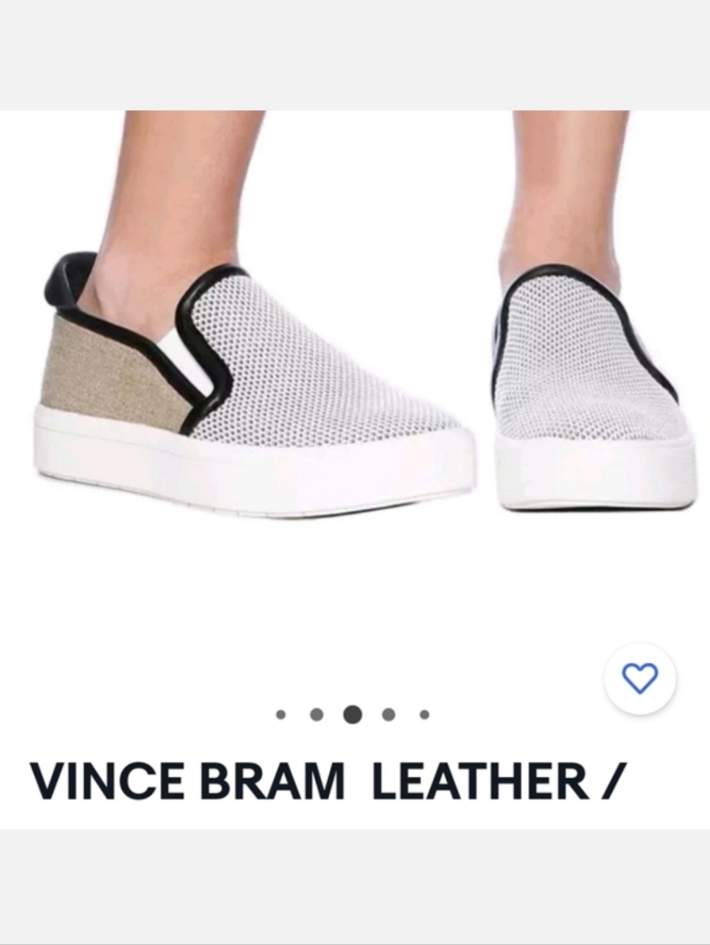VINCE BRAM Canvas & Leather Trim Slip-on Sneakers in Tan Sz 39 US 8